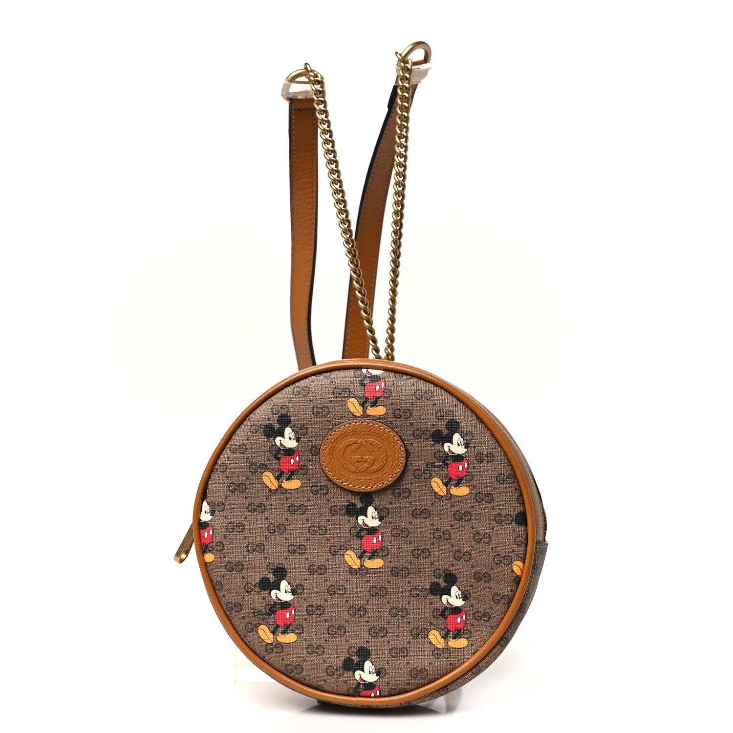 X DISNEY Mini Vintage GG Supreme Monogram Mickey Mouse Round Backpack Beige Vintage Sun Oil