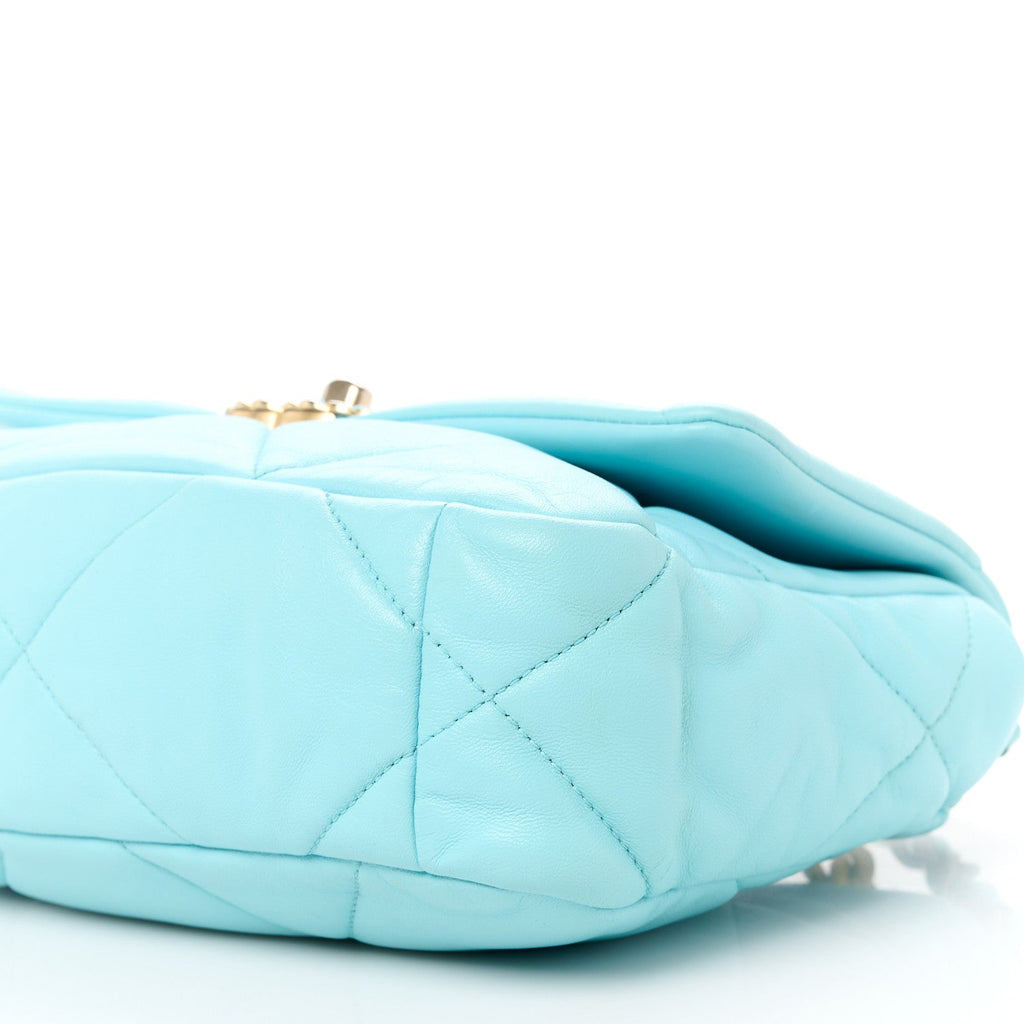 Lambskin Quilted Medium Chanel 19 Flap Light Blue