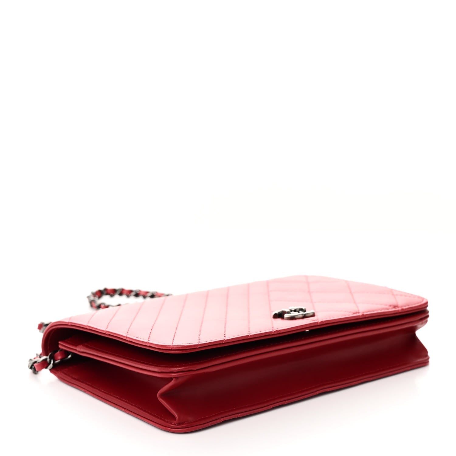 Glazed Calfskin Quilted Coco Boy Wallet On Chain WOC Red