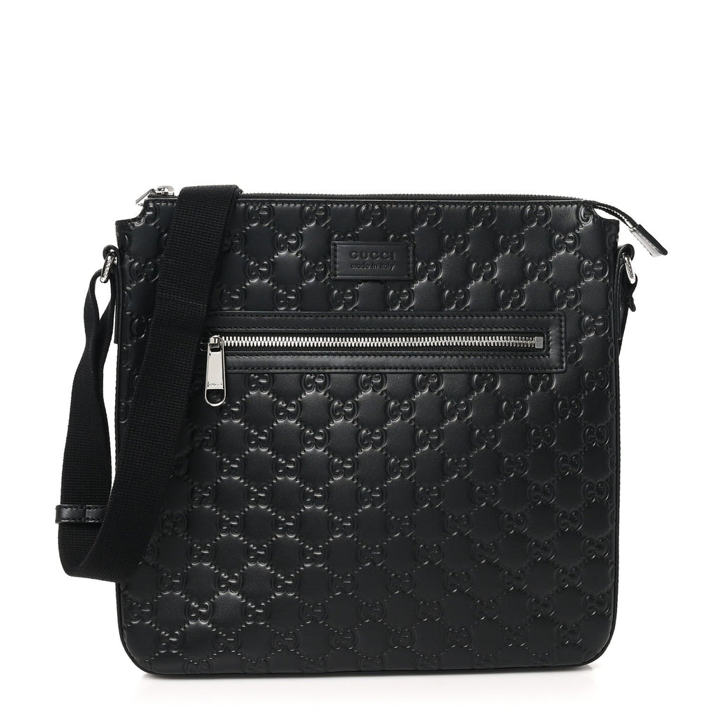 Guccissima Signature Medium Flat Messenger Bag Black