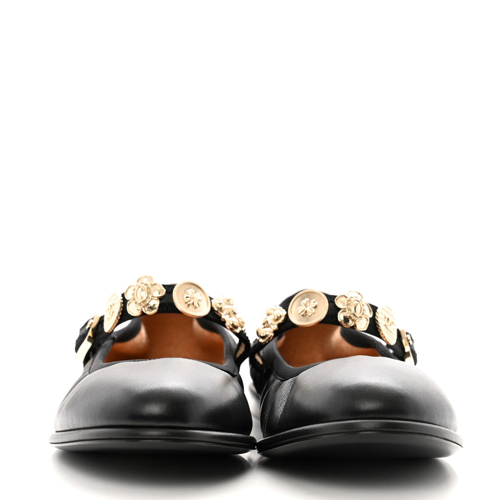 Lambskin Charm Mary Jane Flats 39 Black