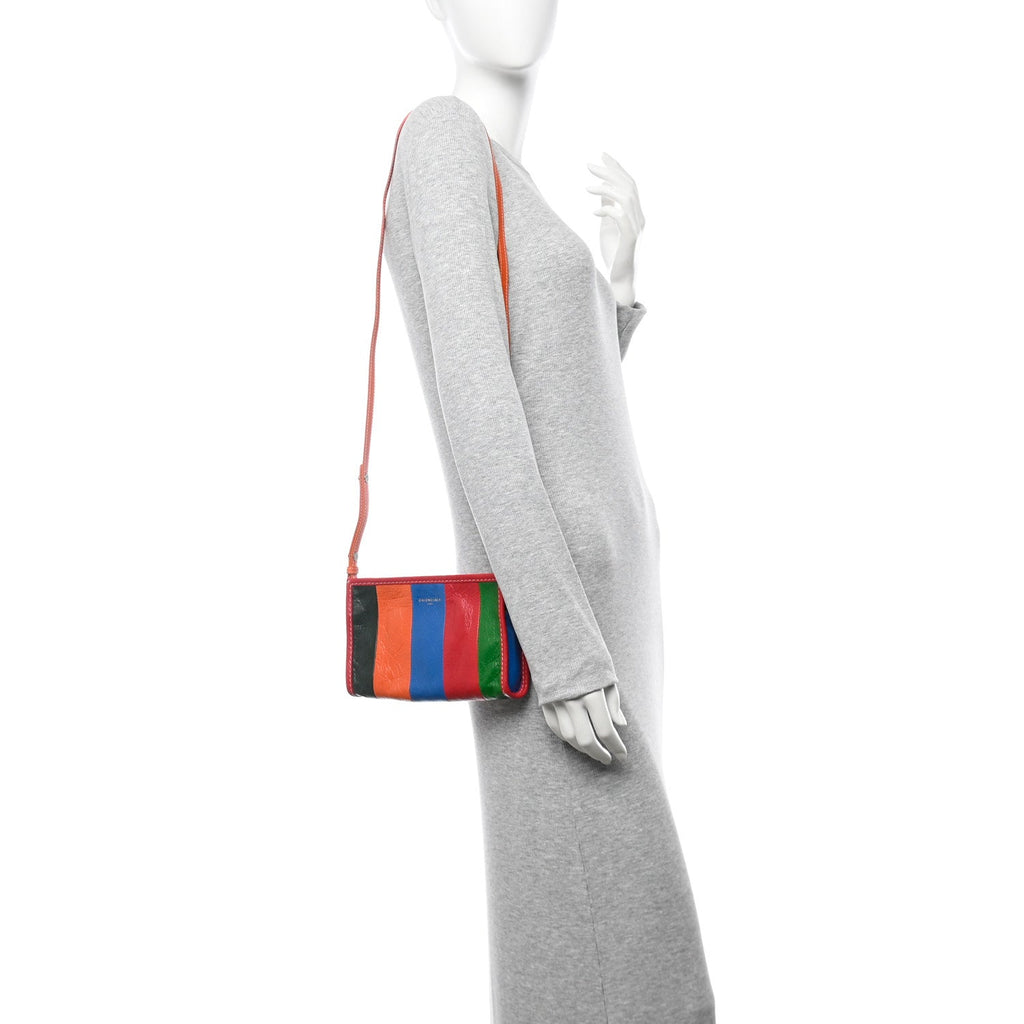 Veau Arena Multicolore Bazar Strap Clutch Vert Emeraude Black