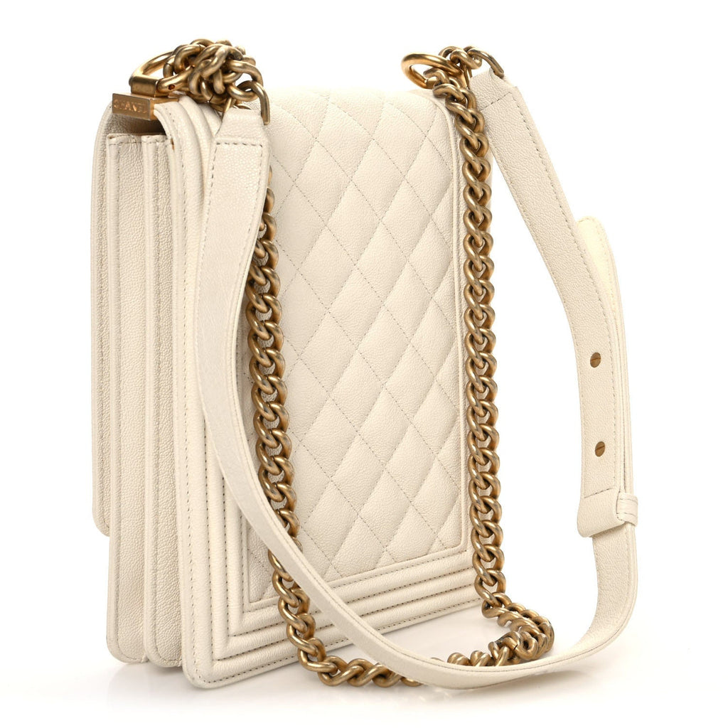 Caviar Quilted North South Boy Flap White