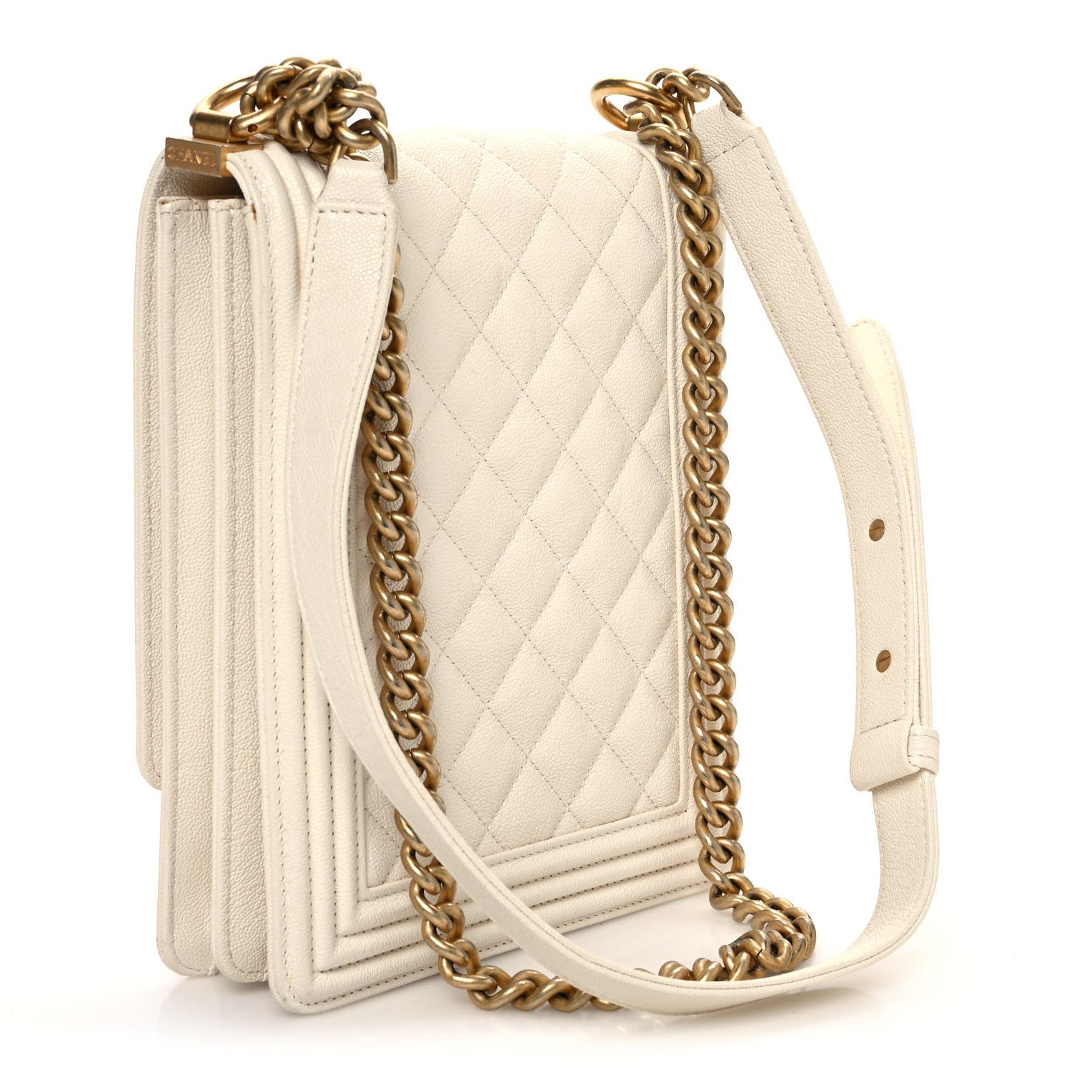 Caviar Quilted North South Boy Flap White