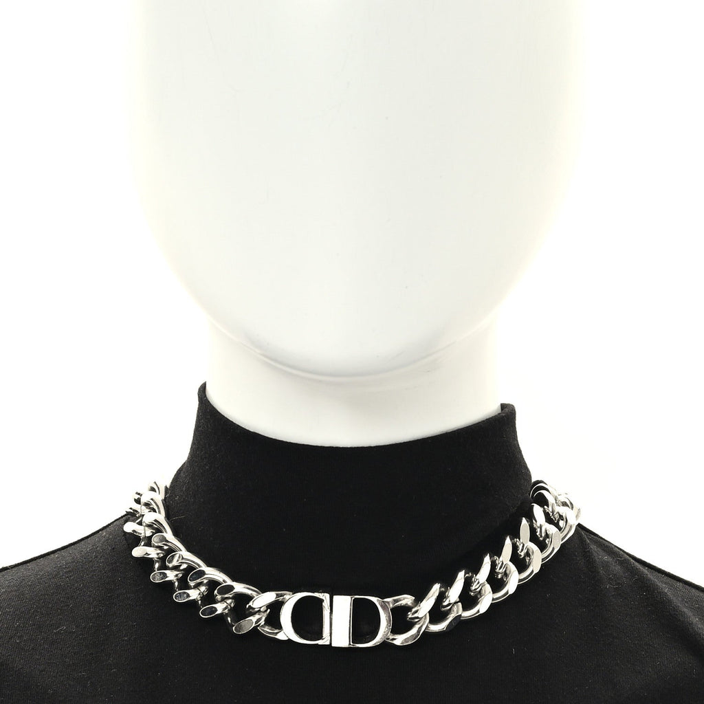 Brass CD Icon Chain Link Necklace Silver