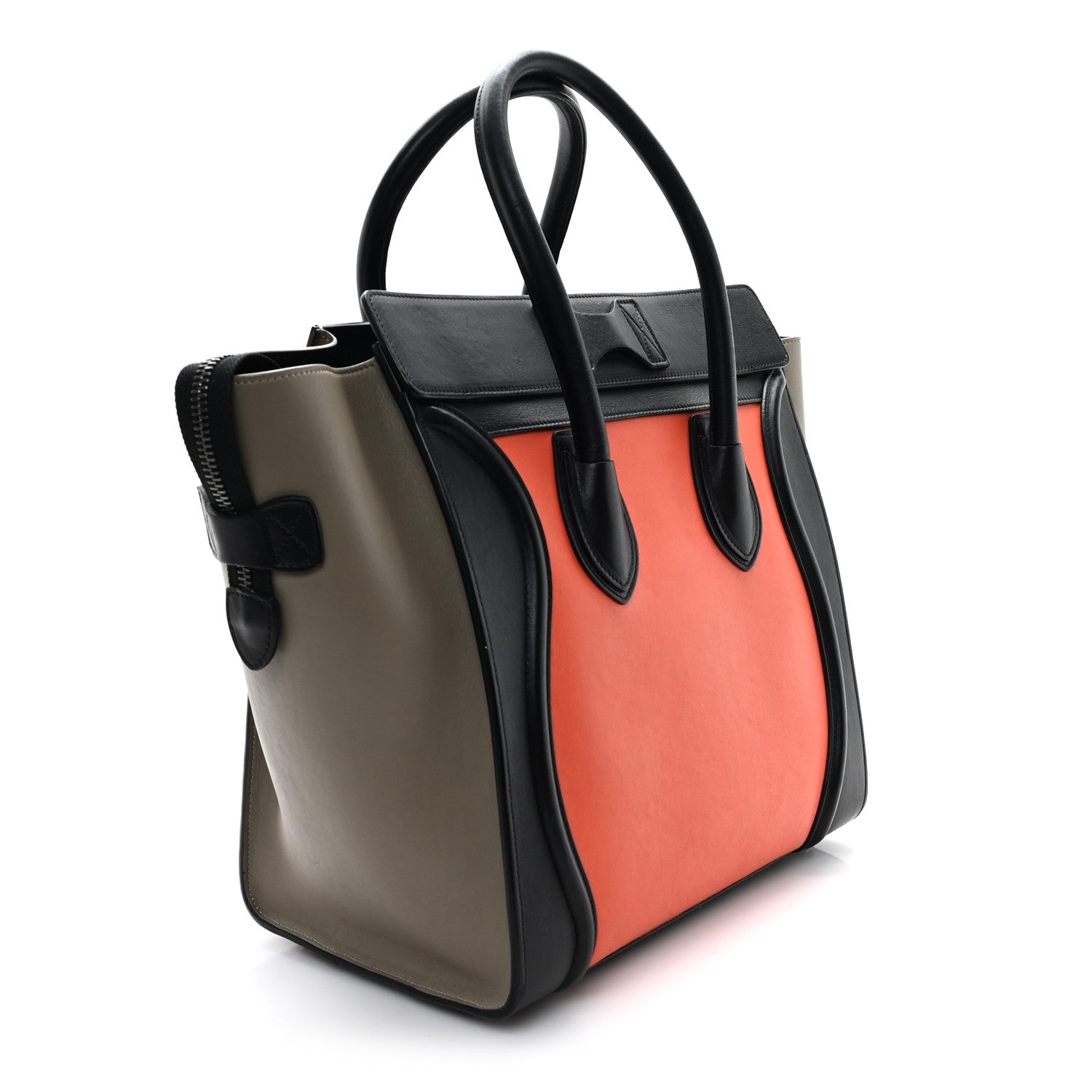 Elephant Calfskin Mini Tri-Color Luggage Bright Orange