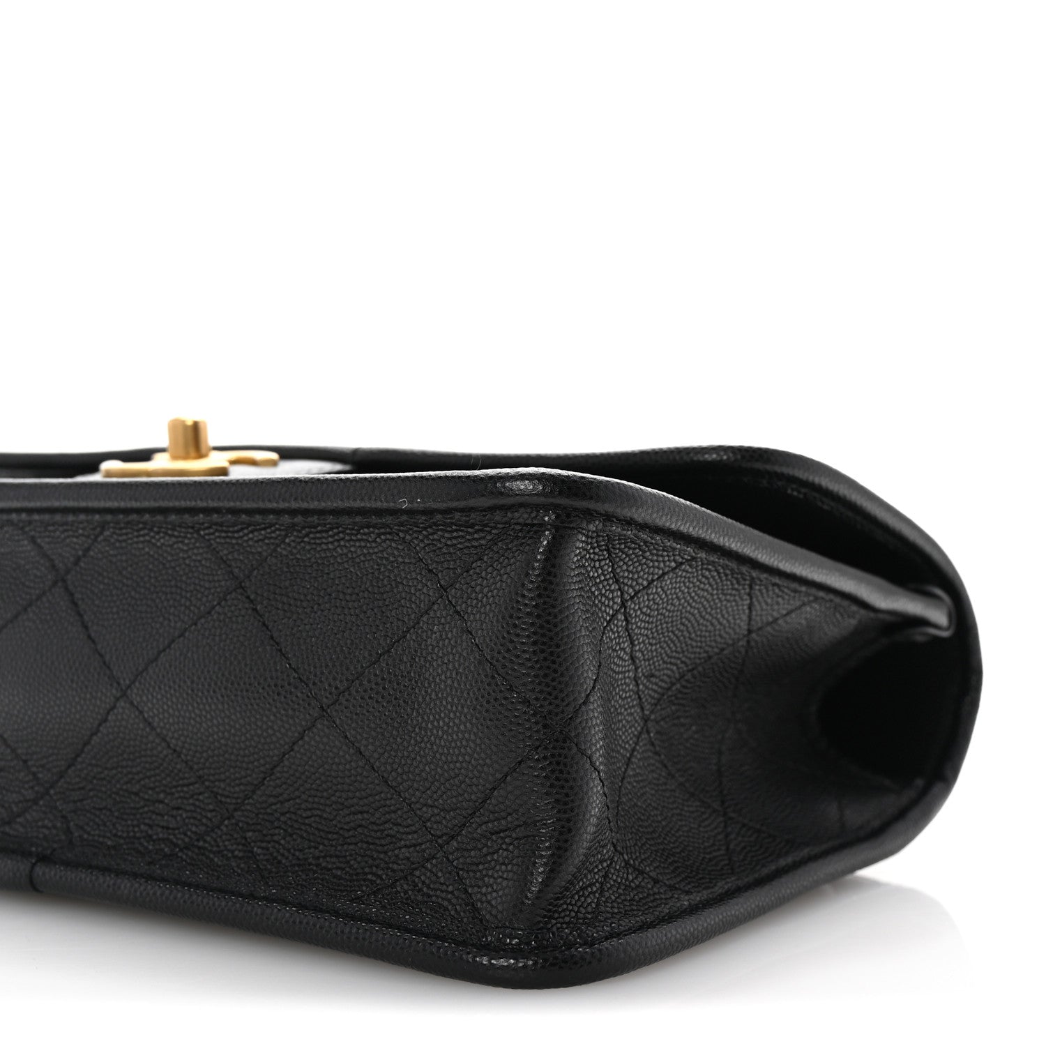 Caviar Quilted School Memory Small Top Handle Flap Black