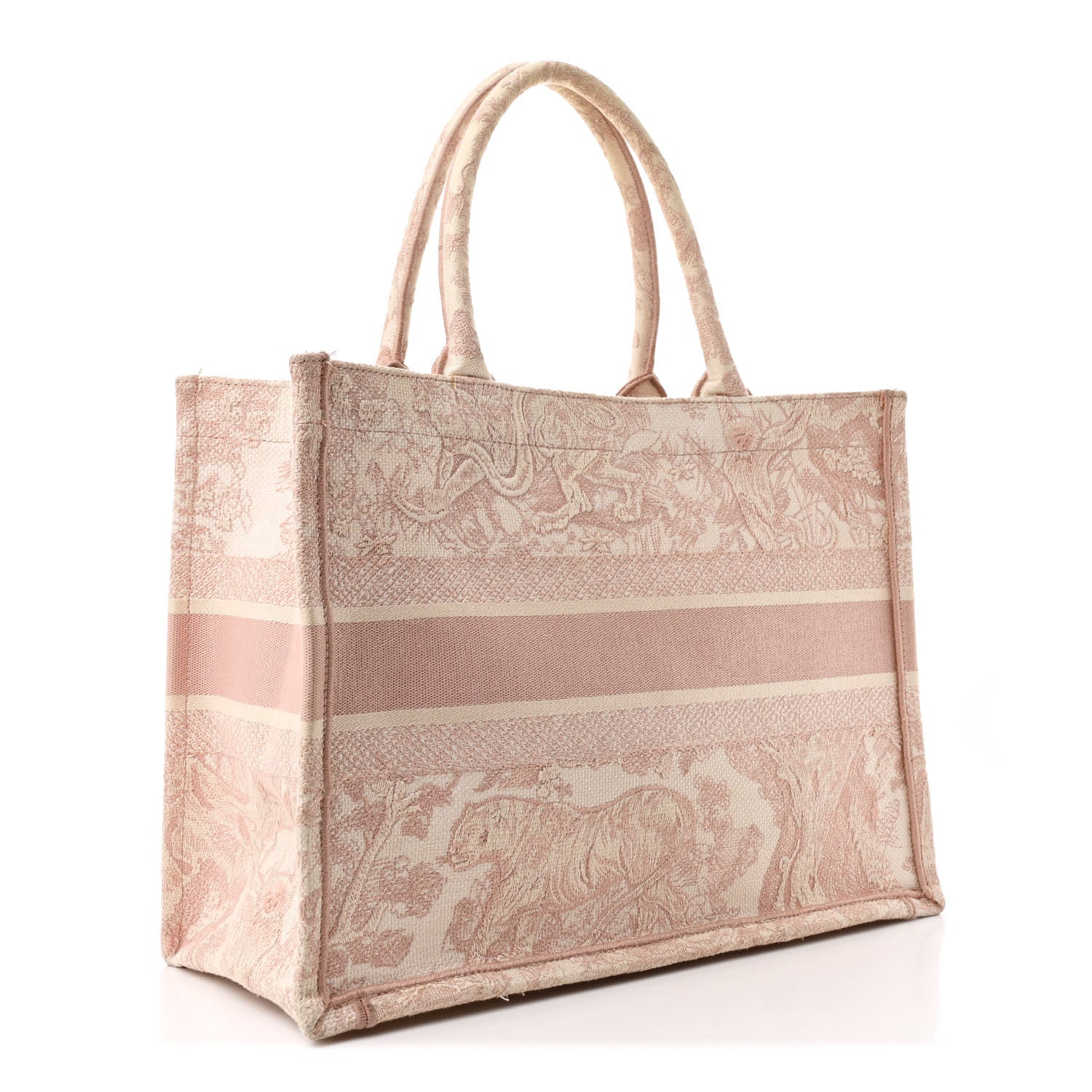 Canvas Embroidered Medium Dioriviera Toile De Jouy Book Tote Rose