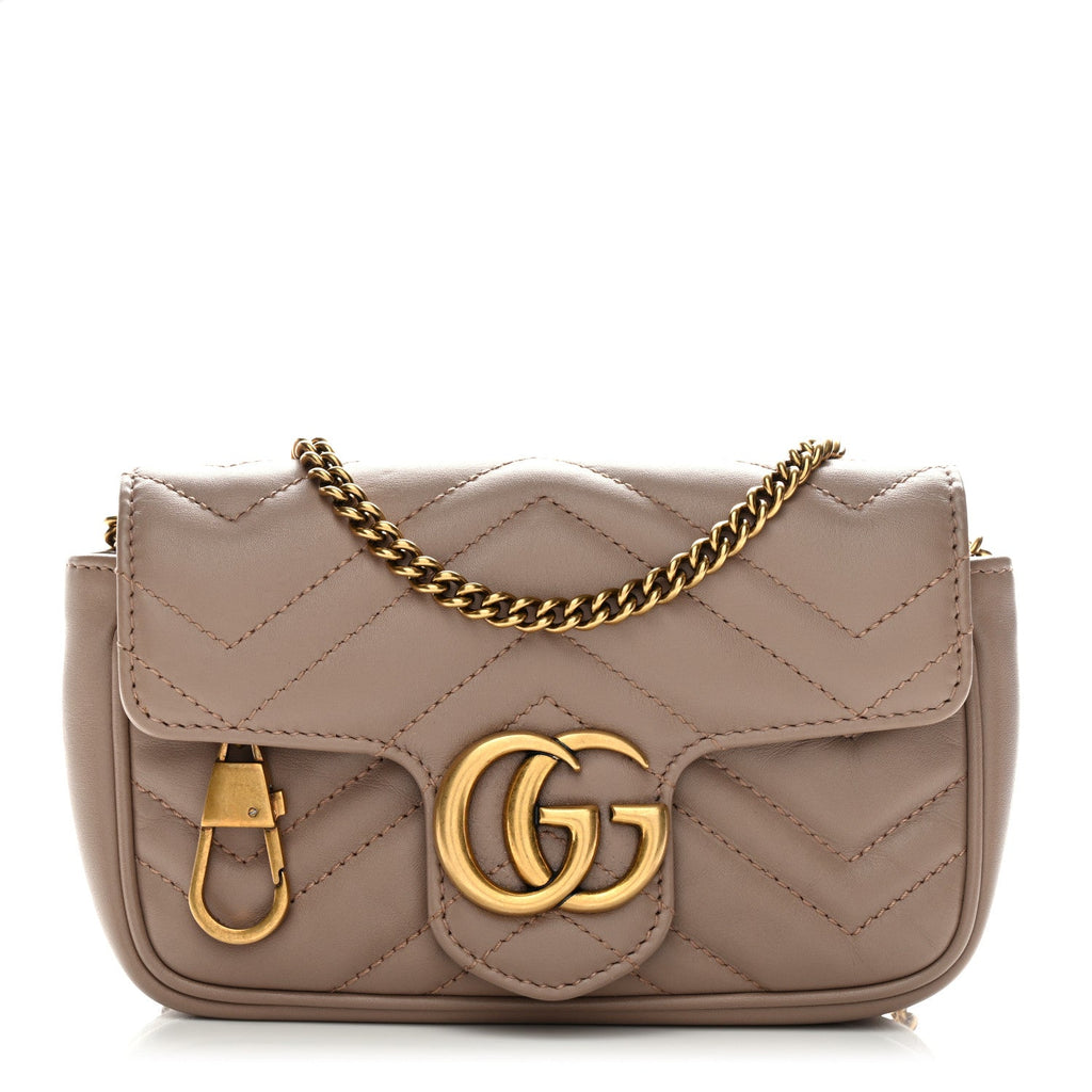 Calfskin Matelasse Super Mini GG Marmont Shoulder Bag Porcelain Rose