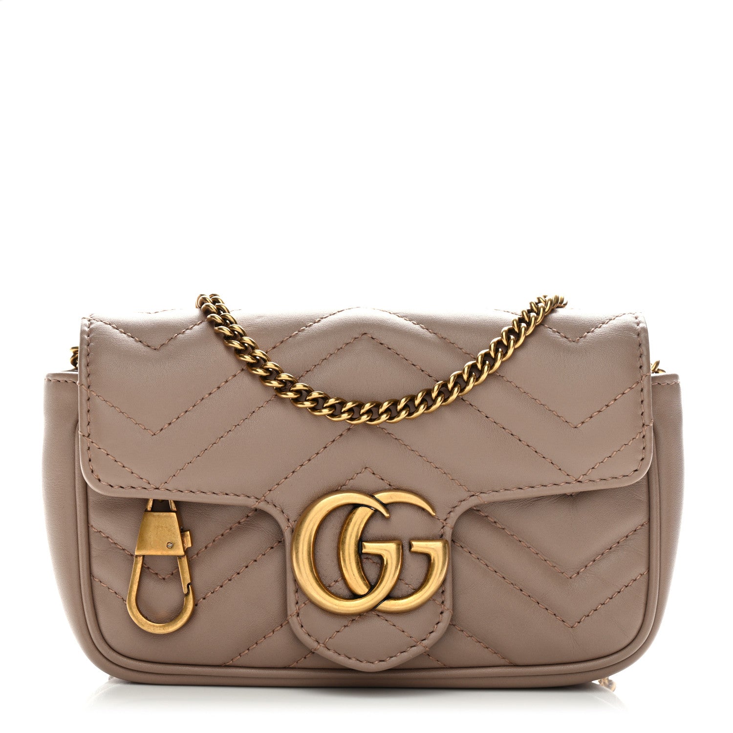 Calfskin Matelasse Super Mini GG Marmont Shoulder Bag Porcelain Rose