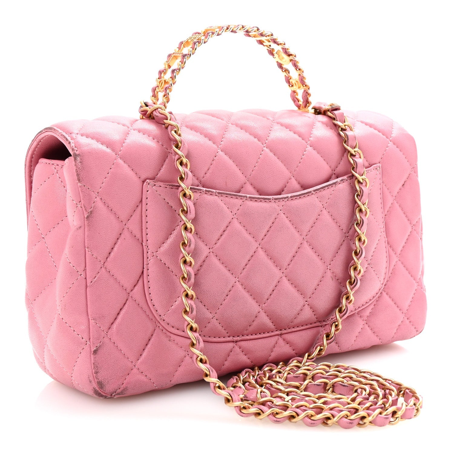 Lambskin Quilted Mini Strass On Top Flap Pink