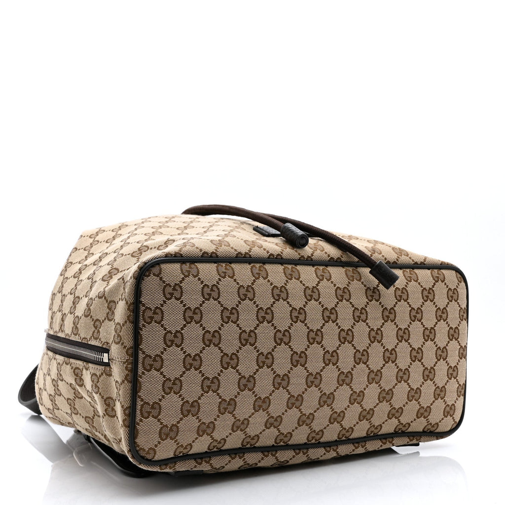 Monogram Dollar Calfskin O Drawstring Backpack Beige Ebony Testa di Moro Dark Chocolate
