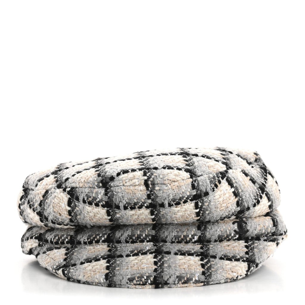Cotton Tweed CC Beret S White Black Multicolor
