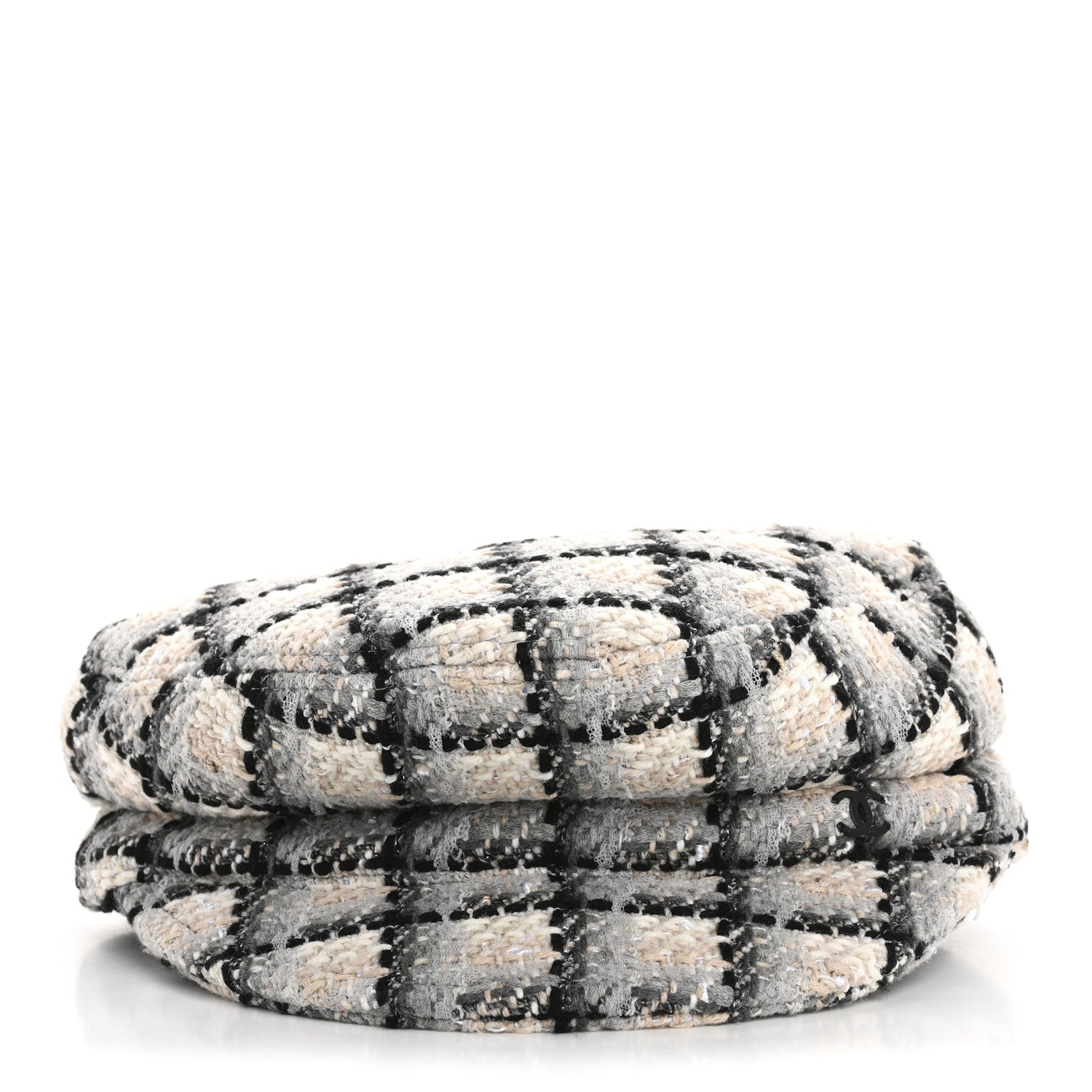 Cotton Tweed CC Beret S White Black Multicolor