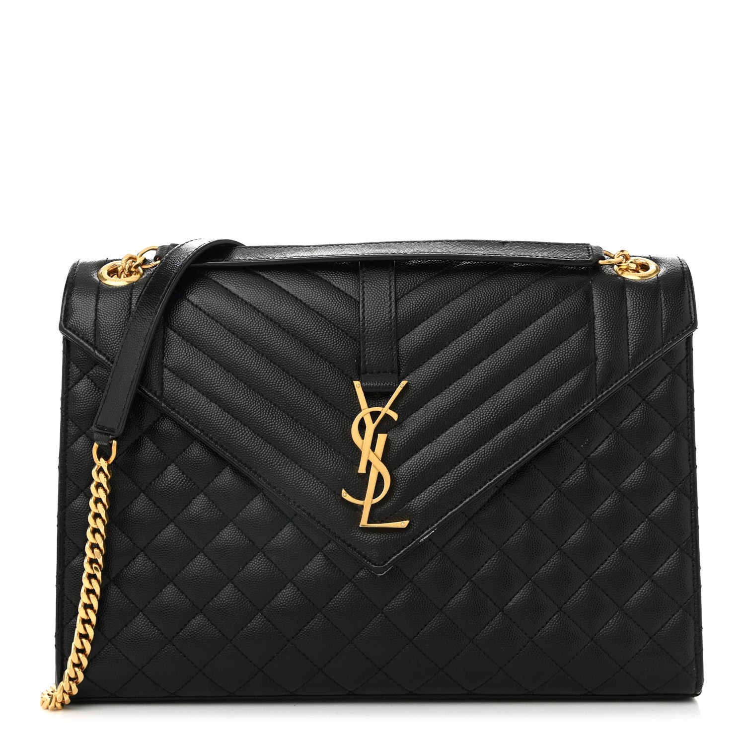 Grain De Poudre Textured Mixed Matelasse Large Triquilt Monogram Satchel Black