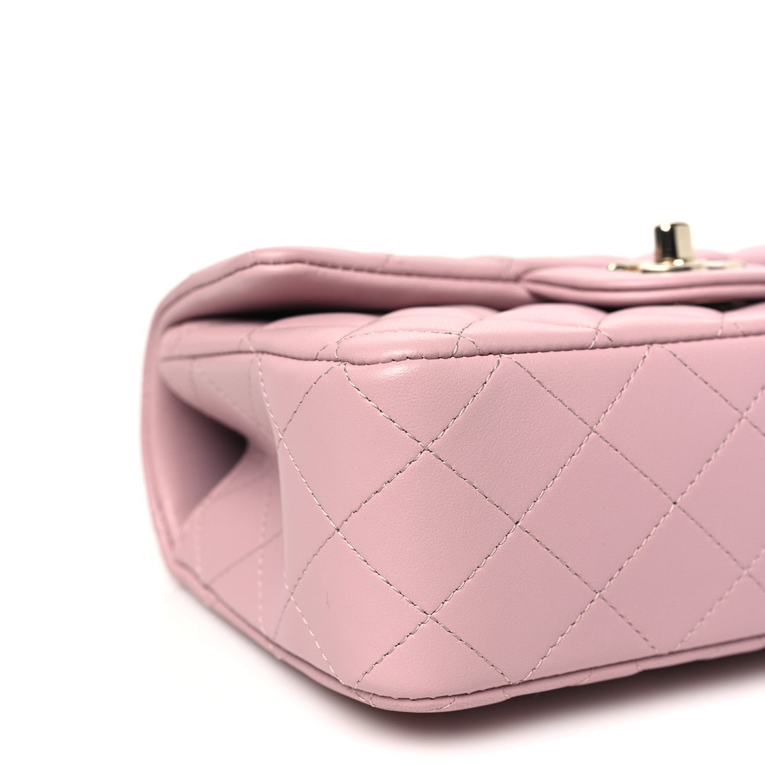 Lambskin Quilted Mini Top Handle Rectangular Flap Light Pink