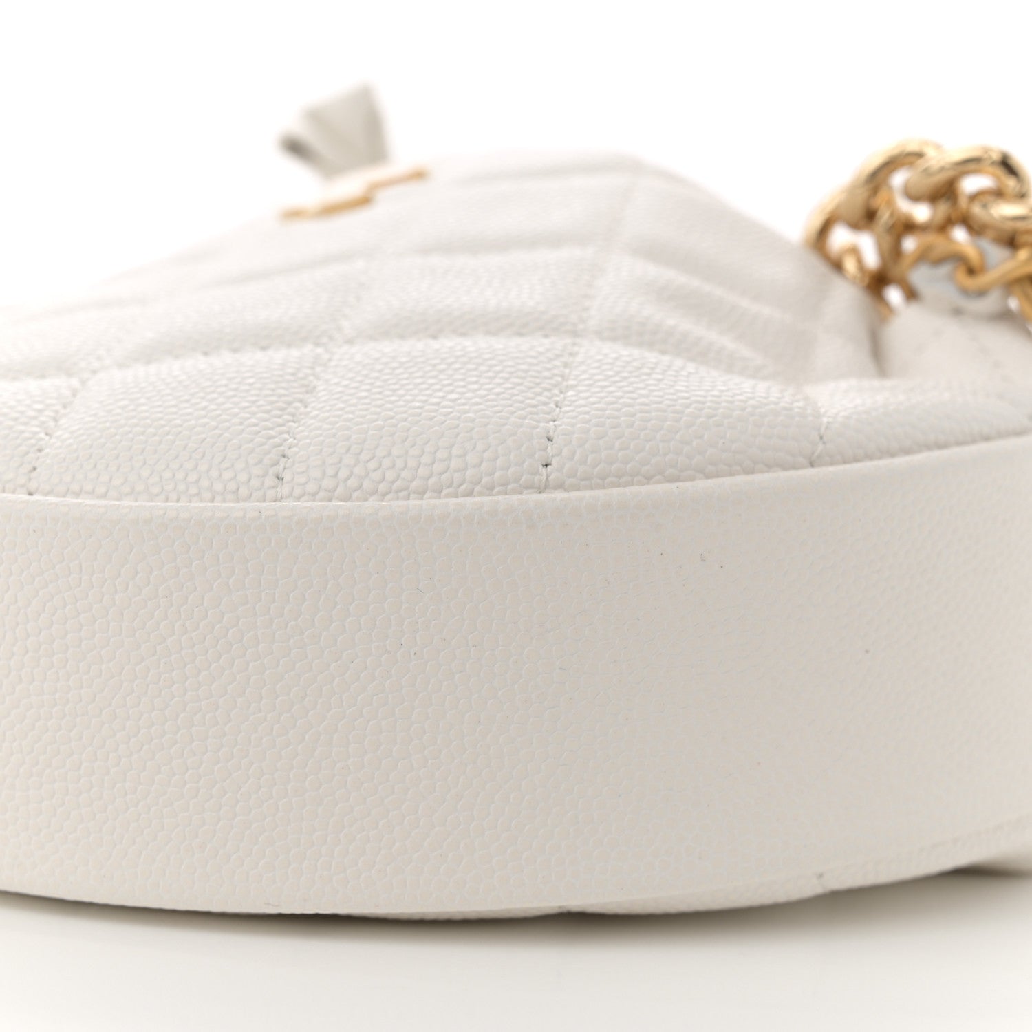 Shiny Caviar Quilted Bow Pouch Hobo White