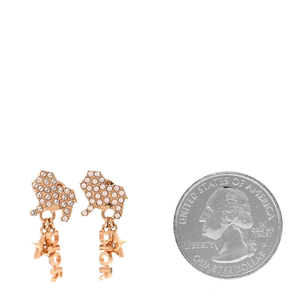 Crystal Diorable Lion Logo Earrings Gold
