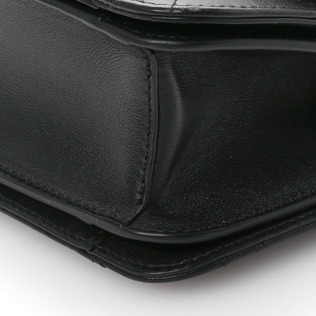 Calfskin Quilted Small Top Handle Flap Black