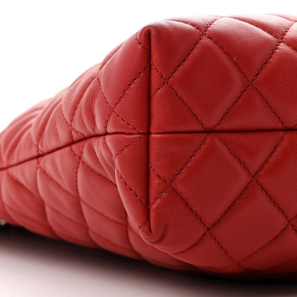 Lambskin Quilted Urban Delight Tote Red