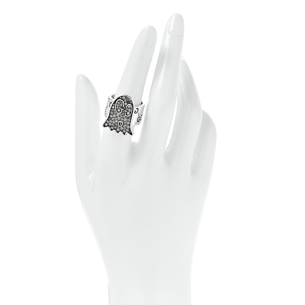 Sterling Silver Grey Diamond GucciGhost Ghost Ring 54 7