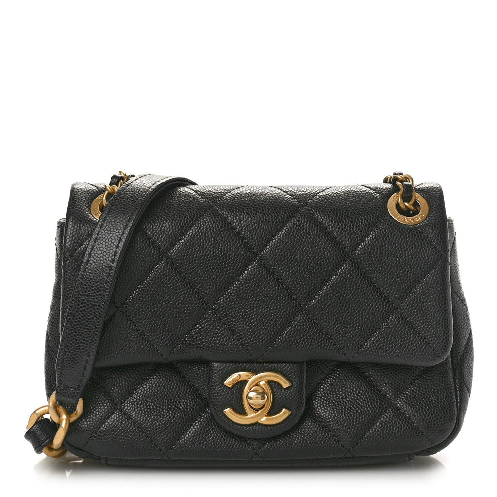 Caviar Quilted Small Chain Flap Black