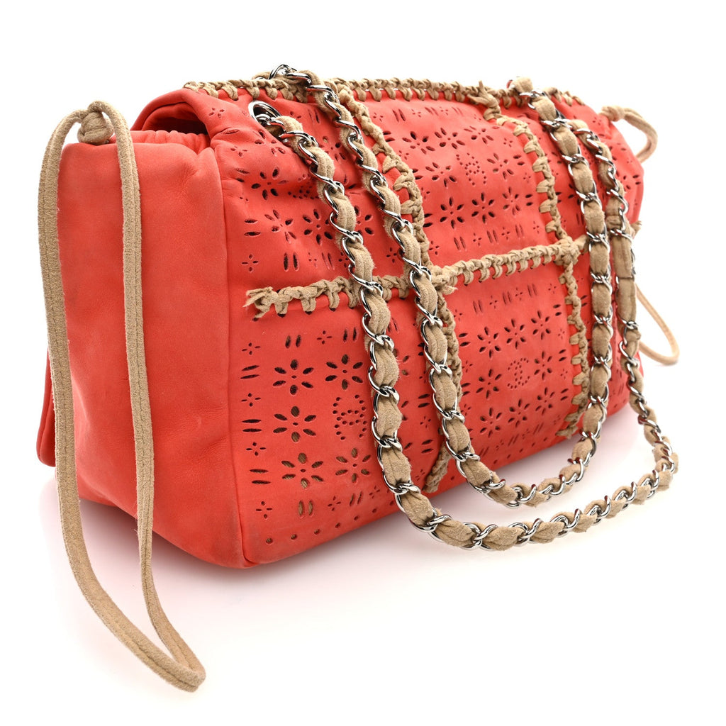 Nubuck Perforated Fringe Flap Orange