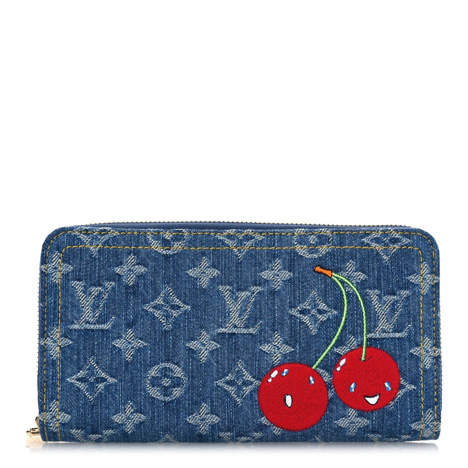 LV X TM Monogram Denim Cerises Zippy Wallet Blue