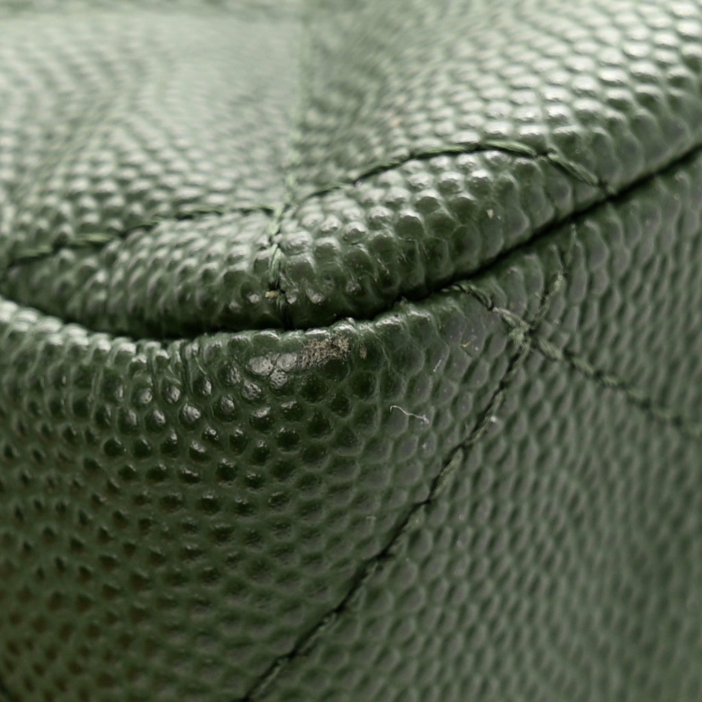 Caviar Quilted Jumbo Double Flap Green