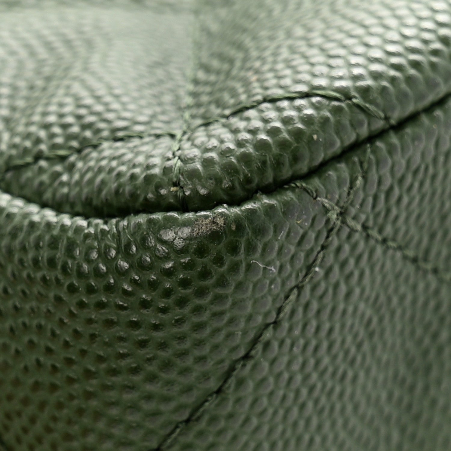 Caviar Quilted Jumbo Double Flap Green