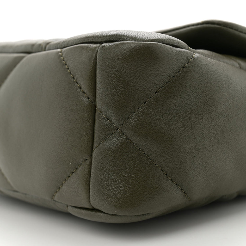 Lambskin Quilted Medium Chanel 19 Flap Khaki