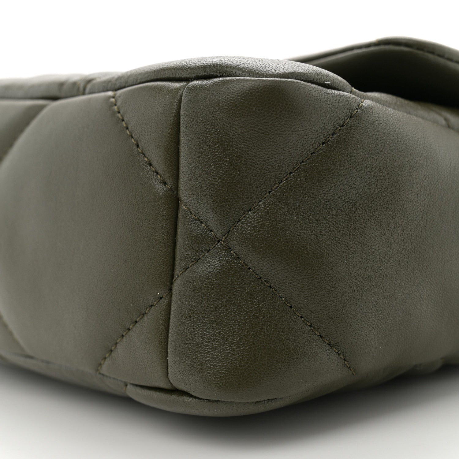 Lambskin Quilted Medium Chanel 19 Flap Khaki