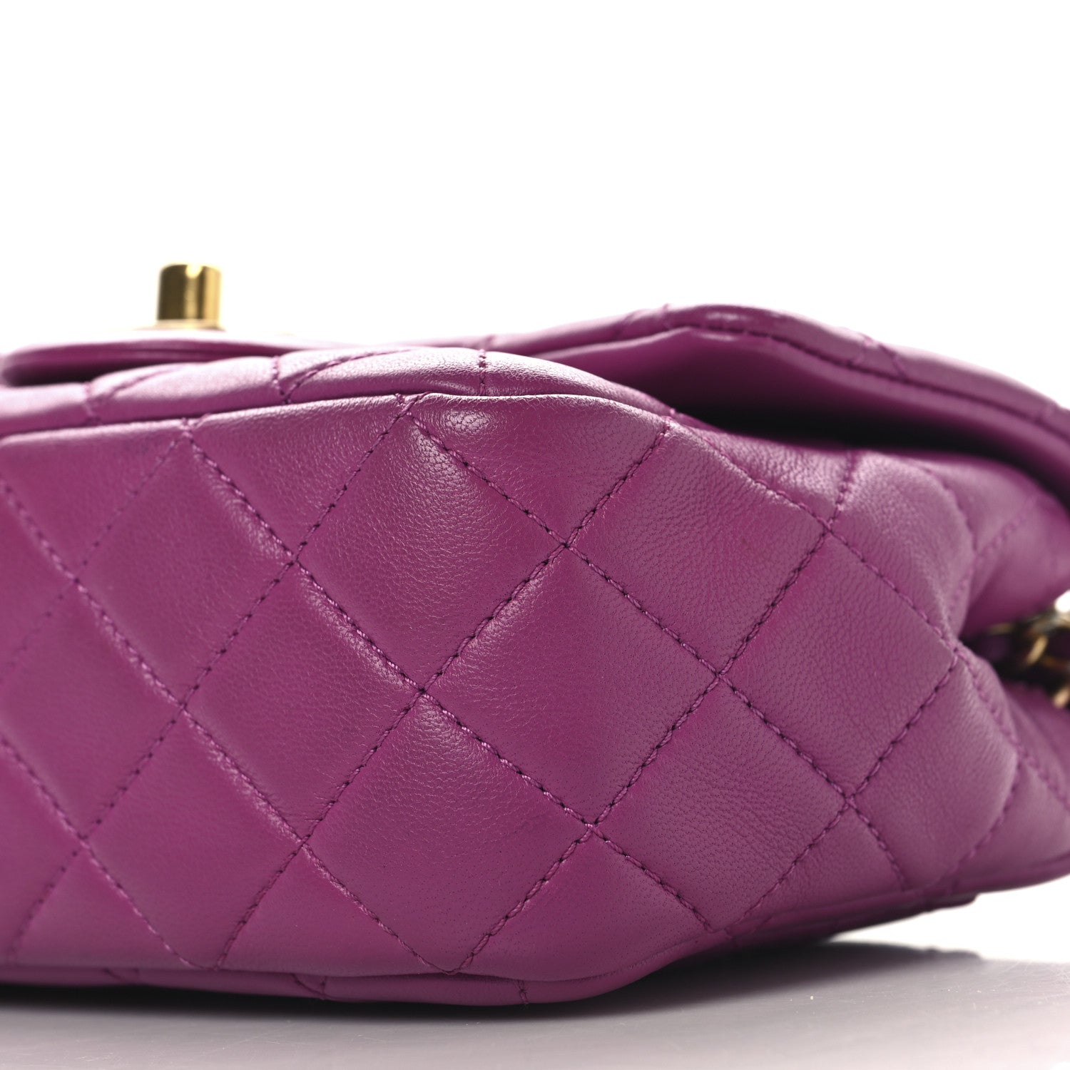 Lambskin Quilted Mini Pearl Crush Flap Purple