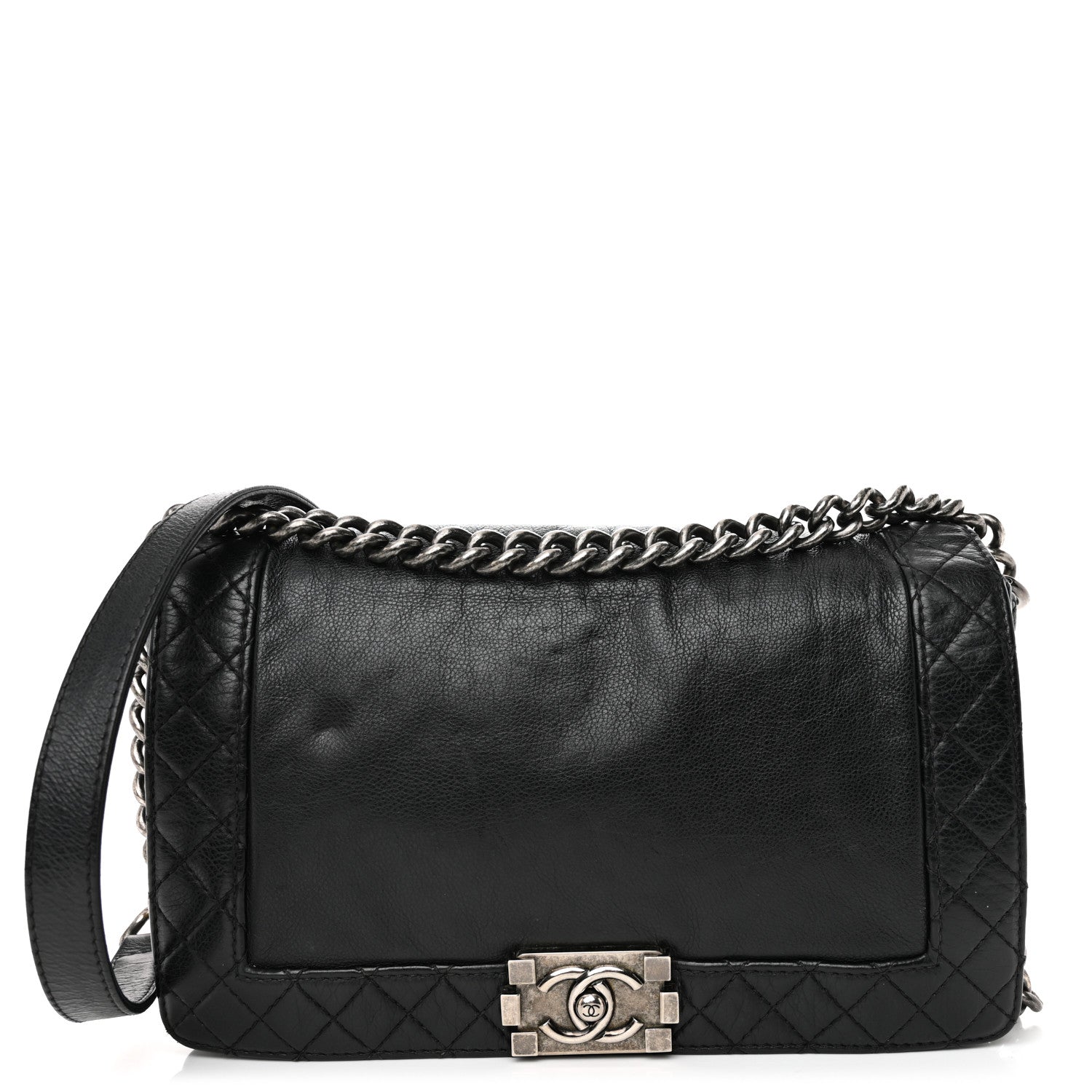 Calfskin New Medium Boy Reverso Flap Black