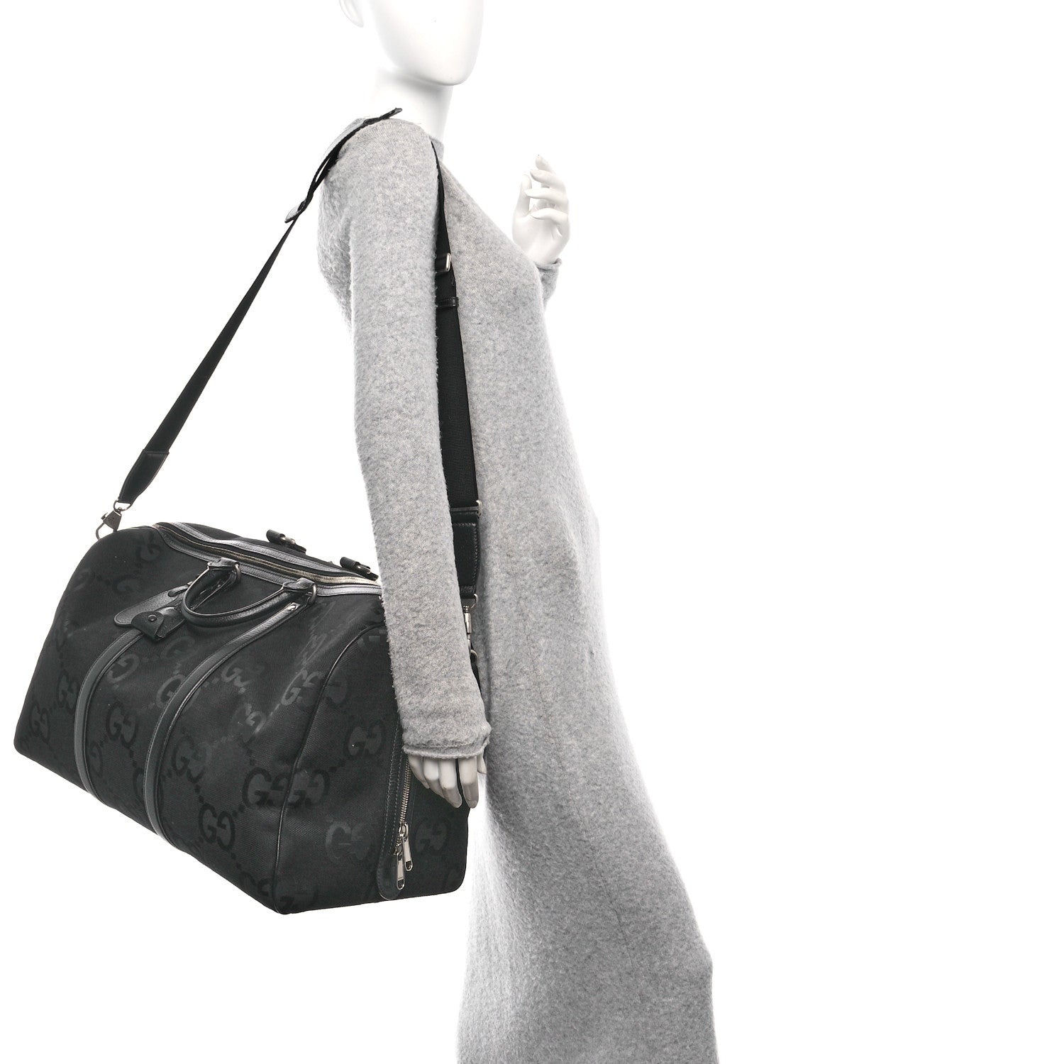 Monogram Jumbo GG Textured Dollar Calfskin Large Duffle Bag Black