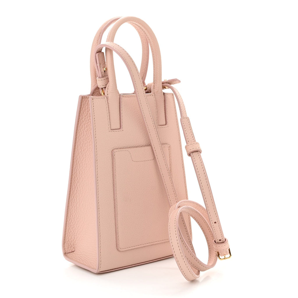 Grainy Calfskin Micro Frances Tote Dusky Pink