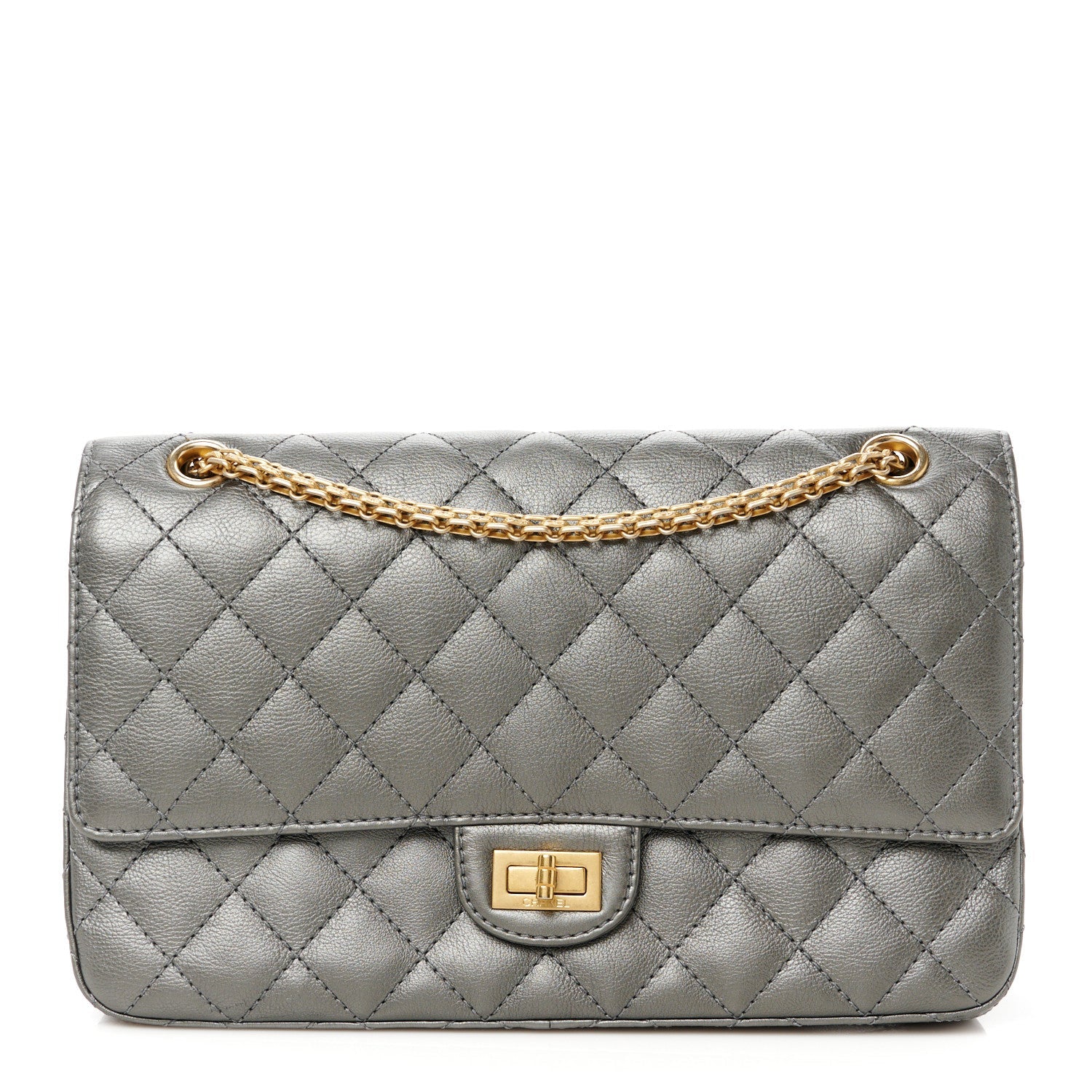 Metallic Calfskin Quilted 2.55 Reissue 226 Flap Charcoal
