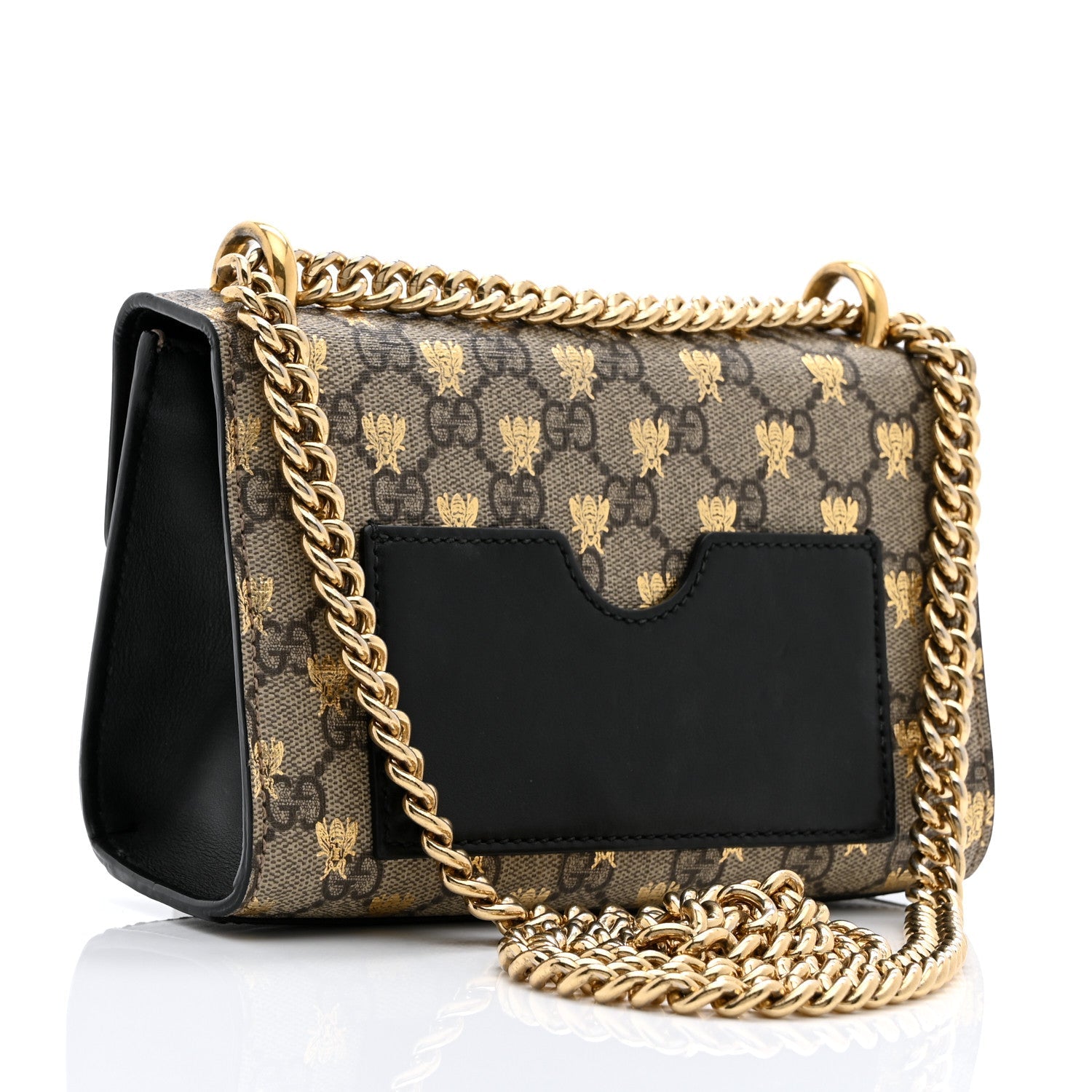 GG Supreme Monogram Bees Small Padlock Shoulder Bag Black