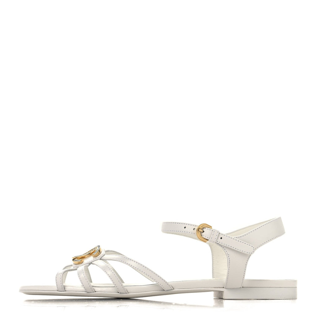 Lambskin Crystal CC Sandals 37 White