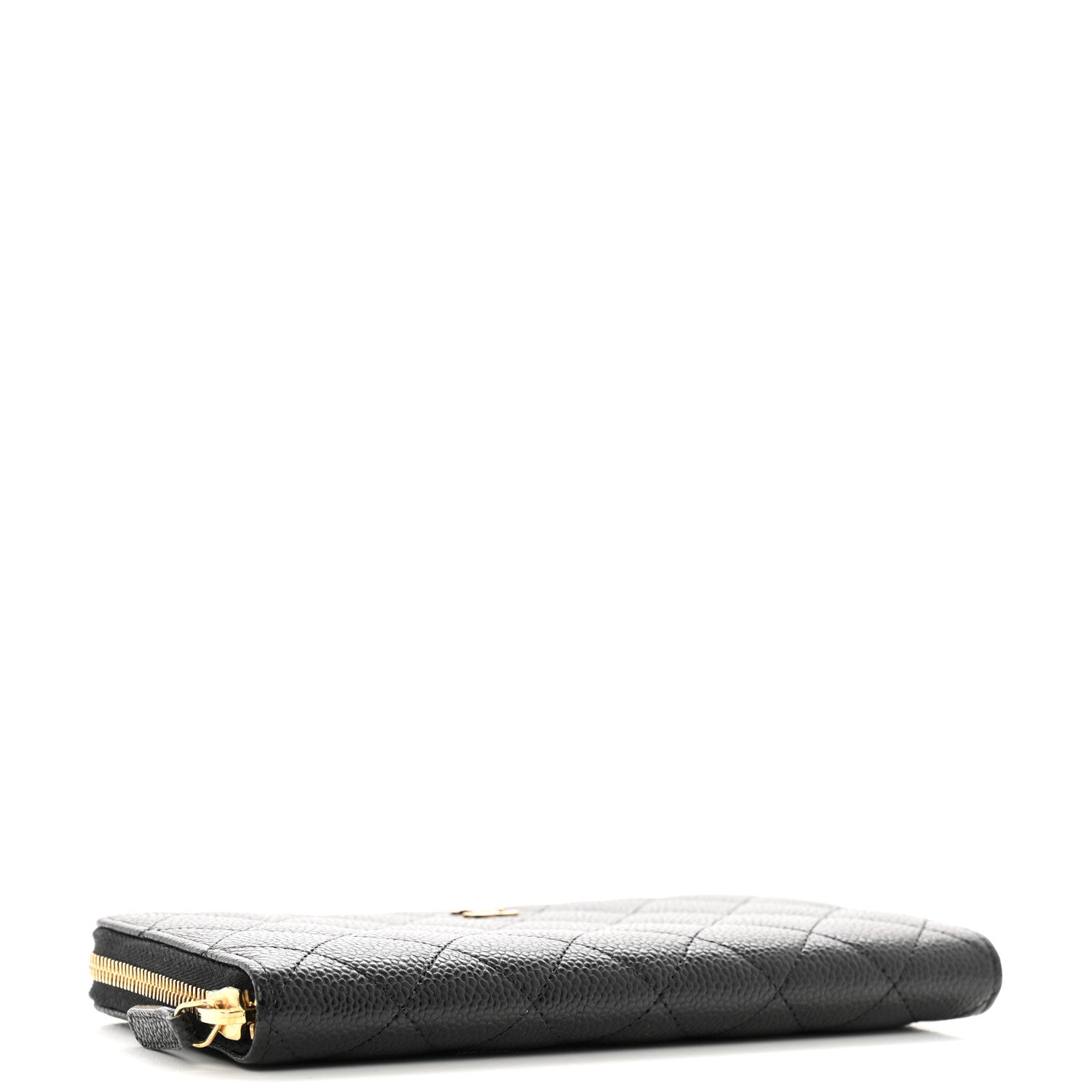 Caviar Quilted Large Gusset Zip Around Wallet Black