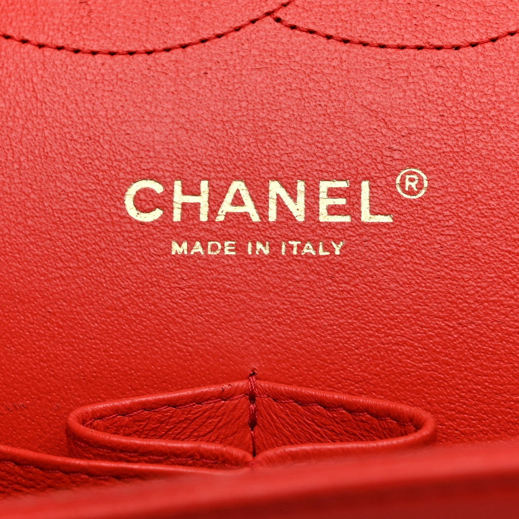Lambskin Quilted Jumbo Double Flap Red