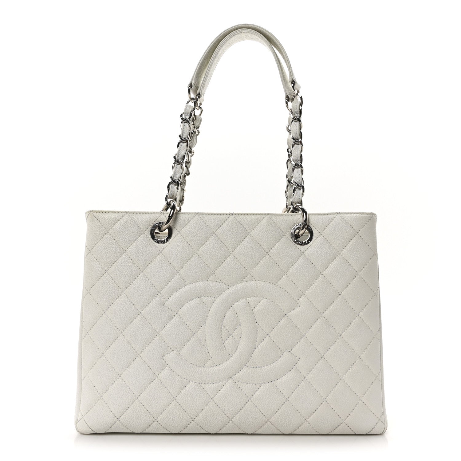 Caviar Quilted Grand Shopping Tote GST White