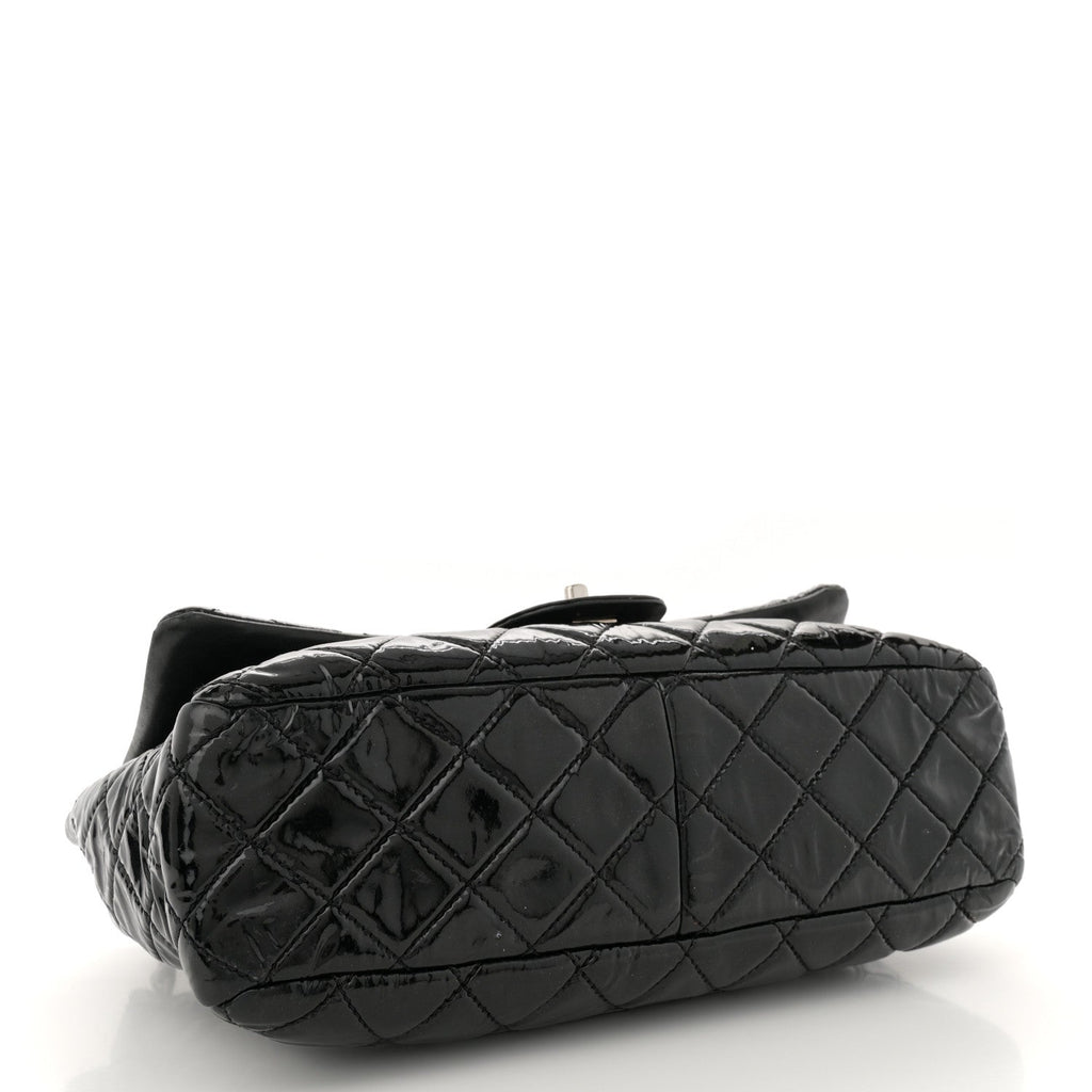 Patent Quilted Jumbo Single Flap Black