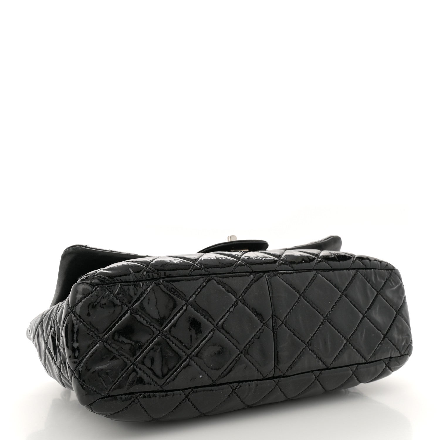 Patent Quilted Jumbo Single Flap Black