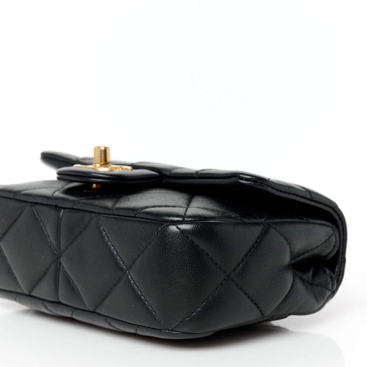 Lambskin Pearl Quilted Mini Flap Black
