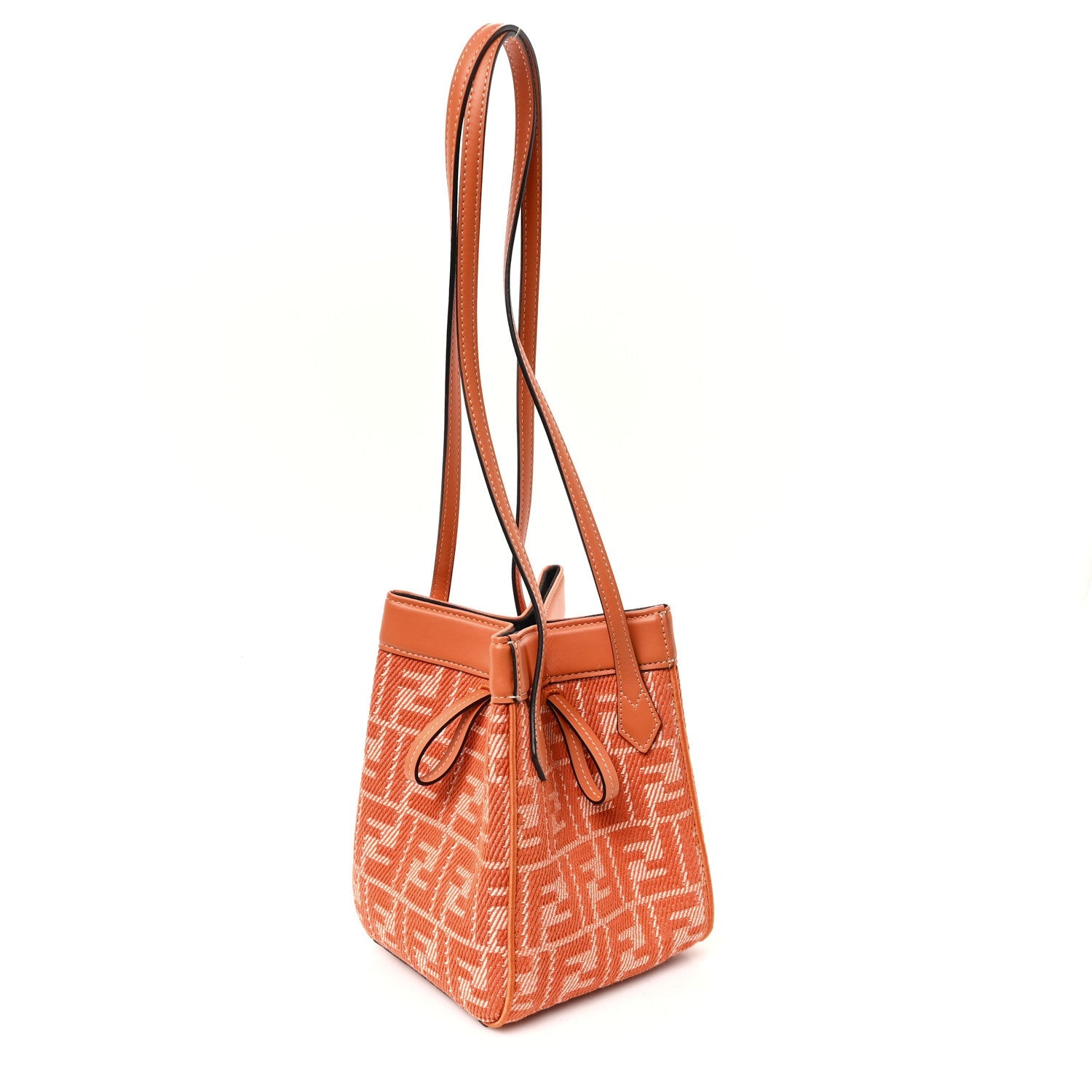 Jacquard FF Effect Denim Calfskin Mini Fendi Origami White Tangerine