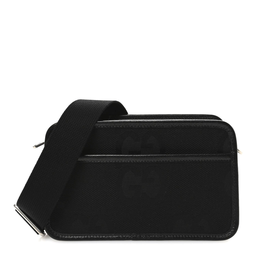 Monogram Jumbo GG Textured Dollar Calfskin Web Mini Crossbody Bag Black