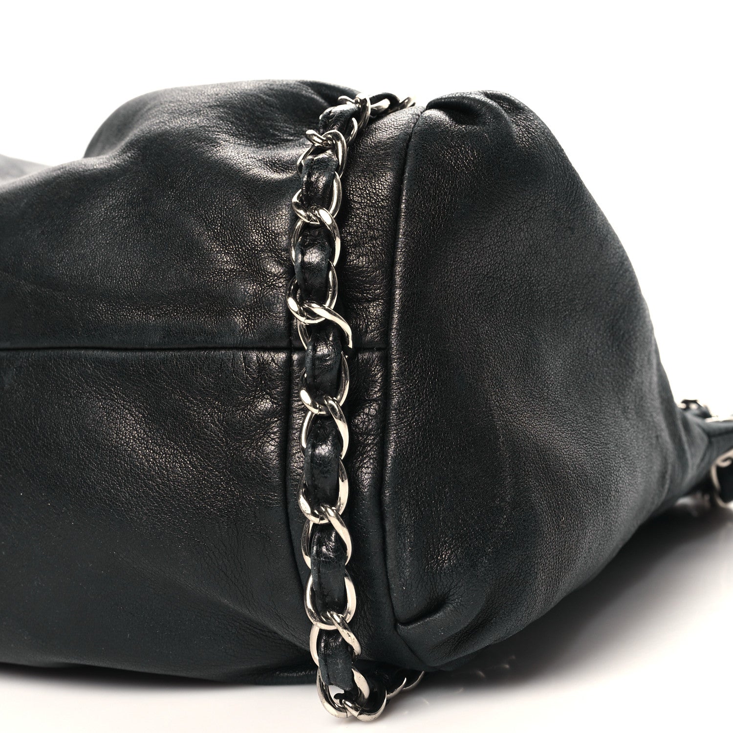 Lambskin Large Sharpei Shoulder Bag Black