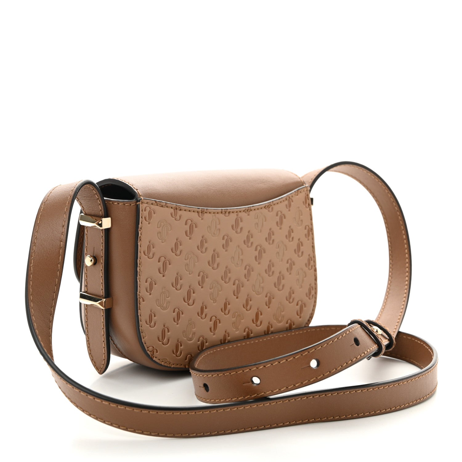 Calfskin Small Varenne Logo Embossed Shoulder Bag Brown