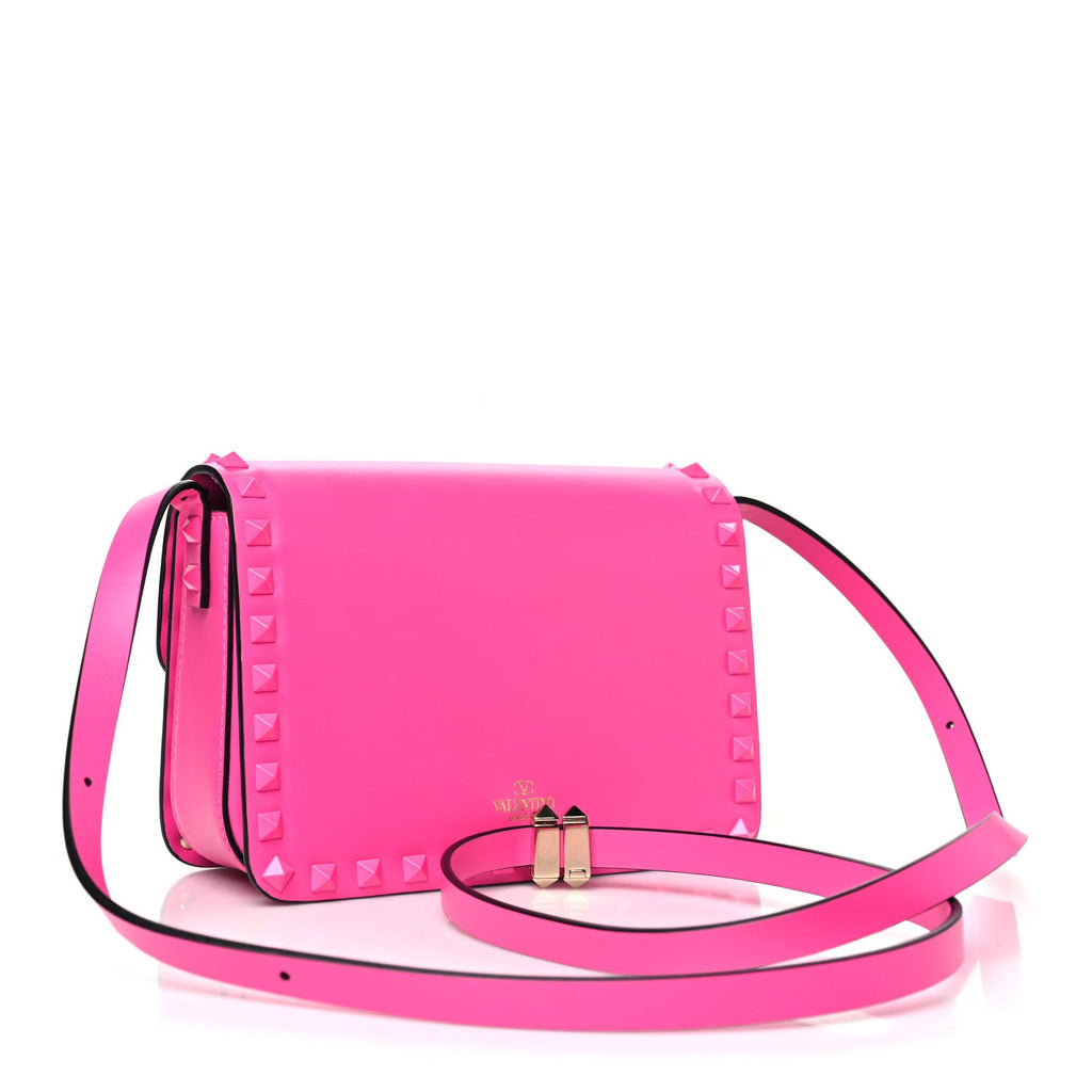 Smooth Calfskin Enamel Tonal Small Rockstud23 Shoulder Bag Pink PP